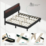 YITAHOME King Size Bed Frame, LED Bed Frame with Storage Upholstered Headboard, Platform Bed with Outlet & USB Ports, No Box Spring Needed, Easy Assembly, Black YITAHOME