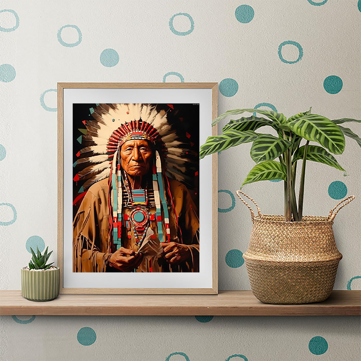 KAYEIUU American Indian Diamond Painting Indian Tribal Chief Diamond Art Kits for Adults, Full Round Gemstone Stitch Kit, for Wall Decor 12x16 inch KAYEIUU