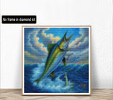 Kaliosy 5D Diamond Art Kits for Adults Fish by Number Kits, Diamond Painting Art Animals DIY Full Drill Crystal Craft Cross Stitch Embroidery Decoration (14x14 inch) 35x35 cm Kaliosy