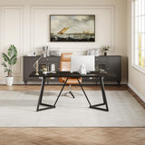 LITTLE TREE 70.86-Inch Conference Table for 8, Black Conference Room Table with Metal Base, Modern 5.9 ft Rectangular Table for Boardroom, Meeting, Conference Room LITTLE TREE