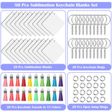 Modacraft Sublimation Keychain Blanks, 80Pcs Sublimation Keychain Making Kit with Square Heat Transfer Blanks, Tassels, Keychain Rings, Jump Rings for Keychain Project Thanksgiving Christmas Gift Modacraft