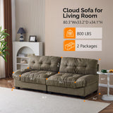 VINGLI Cloud Couch 80" Loveseat, 22.4" Deep Seat, Suede Upholstery Cozy Comfy Couches for Living Room Modern Love Seat Sofa, Pillow Armrest (Brown) VINGLI