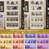 Boniture Display Cabinet with Acrylic Glass Doors,4-Tiers Curio Cabinet with LED Lighting for Collectibles, Collectibles Toy Organizers Rack & Display Shelf Display Case Storage Cabinet, Antique White BONITURE