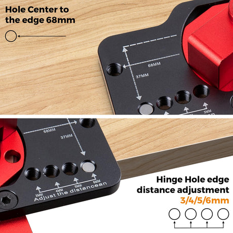 BEAMNOVA 35mm Concealed Hinge Jig with Drilling Guide Locator Aluminum Alloy Cabinet Door Hinge Jig,Woodworking Tool for Door Cabinets Hinges Mounting，Accurate Locking Hinge Boring Jig BEAMNOVA