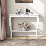 ChooChoo Narrow Console Table with Drawer, Chic Accent Sofa Table, Entryway Table, White ChooChoo