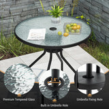 Tangkula 6 Pieces Folding Patio Dining Set, 4 Chairs and 31.5 inches Round Table, Patio Umbrella Included, for Indoor Outdoor Poolside or Balcony (Brown) Tangkula