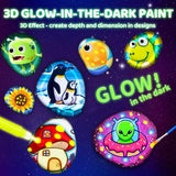 MindPal Kids Rock Painting Kit, 14 Pebbles for Painting - Glow in The Dark Rock Kit - Arts and Crafts for Kids Ages 6-12, Birthday Christmas Gift for Boys and Girls MindPal