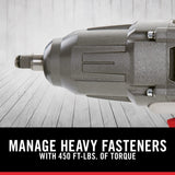 PORTER-CABLE Impact Wrench, 450 lbs of Torque, 1/2 Inch Hog Ring, 7.5-Amp, Corded (PCE211) PORTER-CABLE