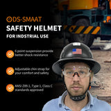 DS-SMAAT Full Brim Construction Hard Hat with Visor, 6-Point Ratchet Suspension Safety Helmet,Superior Impact Head Protection for Industry Use,ANSI Z89.1&OSHA Approved,Both for Men&Women(Matte Black) DS-SMAAT