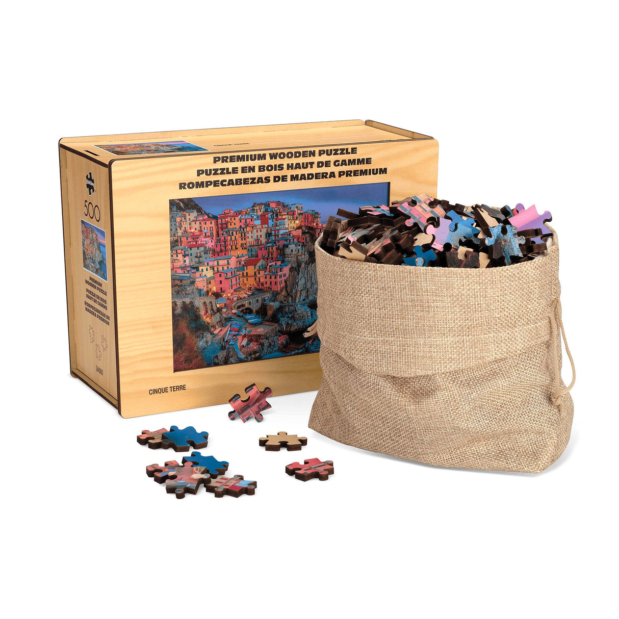 Buffalo Games - Cinque Terre Wood Puzzle - Standard Cut Jigsaw Pieces - 500 Piece Jigsaw Puzzle - Ages 14 and Up Buffalo Games