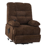 DYNOX 400 LBS Big & Tall Power Lift Recliner Chair for Elderly, Oversized Lay Flat Chair with Extended Footrest, Heat & Massage(9205L,Chenille,Brown) DYNOX