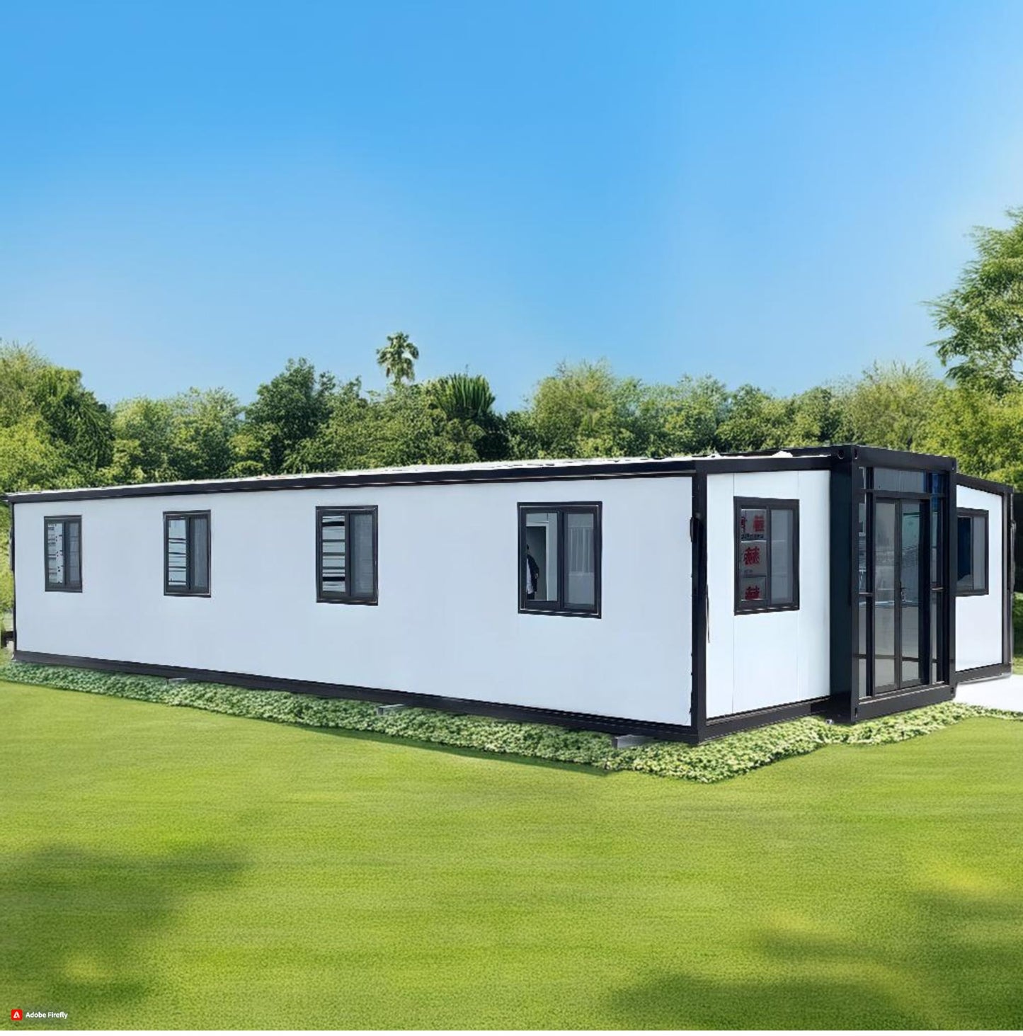 Generic 20Ft x 40Ft Prefab Home – Modern Luxury House with 3 Bedrooms, 1 Bathroom & Kitchen, Waterproof, White - Black Design., LHZ346603