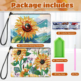 Geyoga 2 Pieces DIY Diamond Painting Purses 5D DIY Diamond Painting Handbag Diamond Art Wristlet Clutch Bag for Women Girls Art Craft Makeup Gift (Sunflower) Geyoga