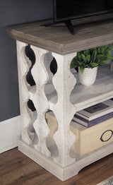 Signature Design by Ashley Havalance Farmhouse Sofa Table with 2 Fixed Storage Shelves, Gray & White with Weathered Finish Signature Design by Ashley