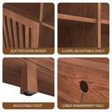 BVIUNTWO Farmhouse TV Stand for 100 inch TVs, Entertainment Center with Bookshelves, 6 Door Media Console with Adjustable Shelves, Storage Cabinet for Living Room Bedroom Home Theater, Rustic Brown BVIUNTWO