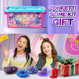 pokujyrt Confetti Slime Kit, Sparkling Slime Making Kit, DIY Craft Set with Clear Glue, Colors, and Decorations, Ages 6+ pokujyrt