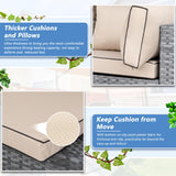 Shintenchi 5 Pieces Outdoor Patio Furniture Sets, Patio Sectional Sofa Couch, Gray PE Wicker Furniture Modular Patio Conversation Sets Patio Sofa with Washable Cushions & Table（Khaki） Shintenchi