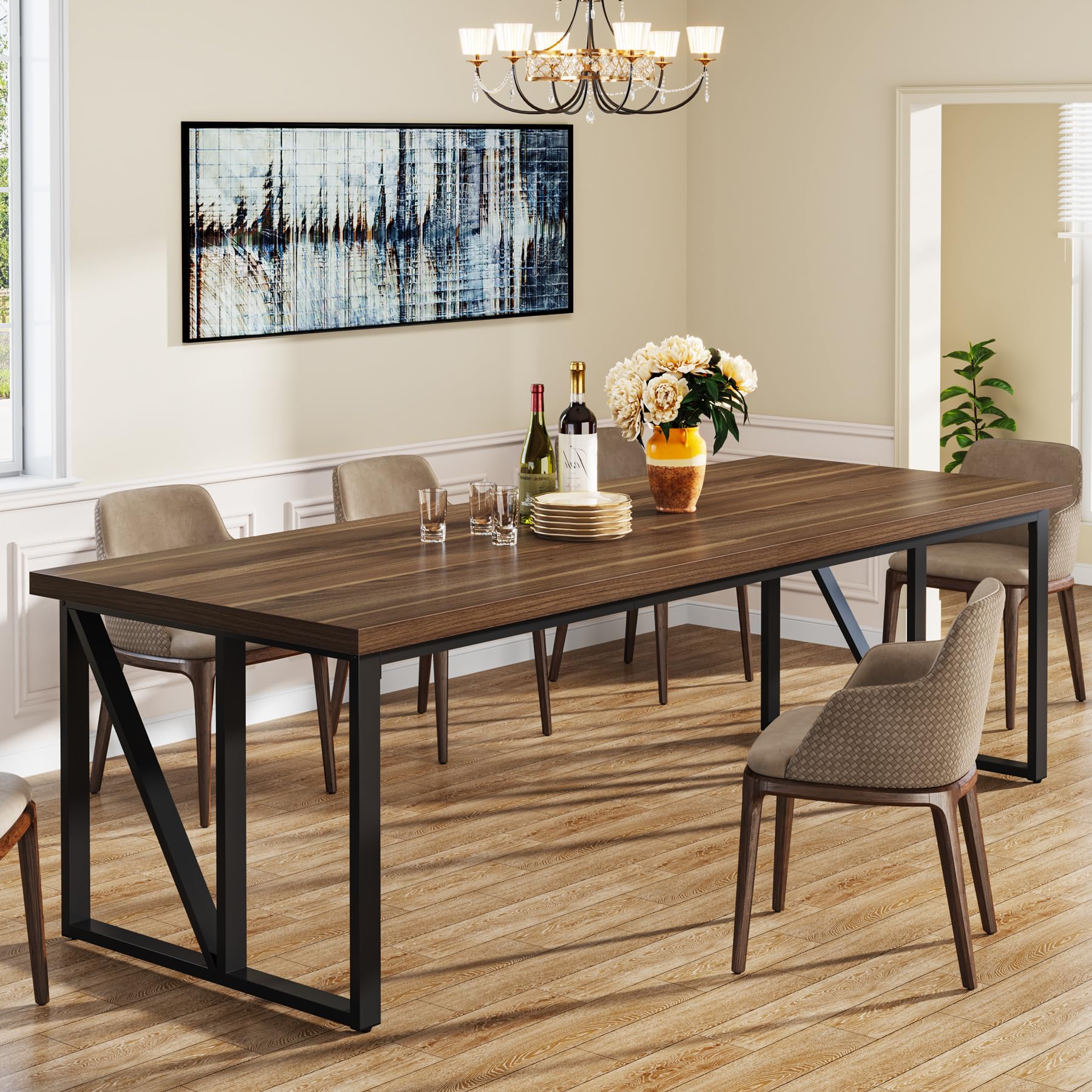 Tribesigns Dining Room Kitchen Table: 78.7 Inches Rectangular Long Dining Table for 8-10 People, Wood Large Kitchen Table with Heavy-Duty Frame, Farmhouse Dinner Table for Family - WoodArtSupply