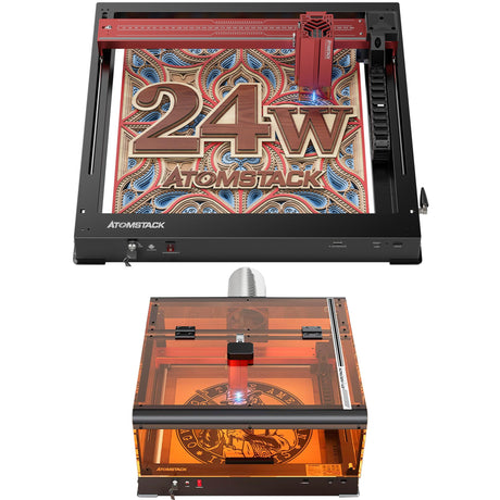 ATOMSTACK A24 PRO Laser Engraver with Laser Engraver B3 Enclosure 24W Output Efficient High Precision Engraving Machine Installation Free Expandable CNC Laser Engraving Machine High-Speed ATOMSTACK