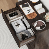 HOSTACK 4 Drawer Dresser with Cut-Out Handles, Accent Cabinet for Living Room, Entryway and Hallway, Dark Brown HOSTACK