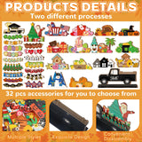 Anglechic 34 Pcs Small Interchangeable Christmas Truck Decor Holiday Seasonal Sign Farmhouse Rustic Wooden Tier Tray Decoration Home Office Desk Welcome Ornament Thanksgiving Gift Anglechic