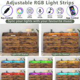 Gyfimoie 6 Drawer Dresser with Power Outlet, Chest of Drawers with LED Light, Modern Dresser with Open Storage Cubby, Double Wide Dresser Organizer for Bedroom, Living Room, Entryway, Hallway Gyfimoie