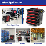 MHEOMTME Rolling Tool Chest with Drawers, Craftsman Tool Box Organizer, Toolbox Cabinet with Keyed Locking System, 5 Drawer Tool Storage Cart on Wheels for Garage, Workshop and Repair Room, Black MHEOMTME