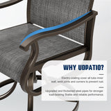 UDPATIO Patio Swivel Dining Chairs Set of 4, Outdoor Swivel Chairs High Back with All Weather Textilene Metal Rocking Frame for Lawn Garden Backyard, Dark Gray UDPATIO