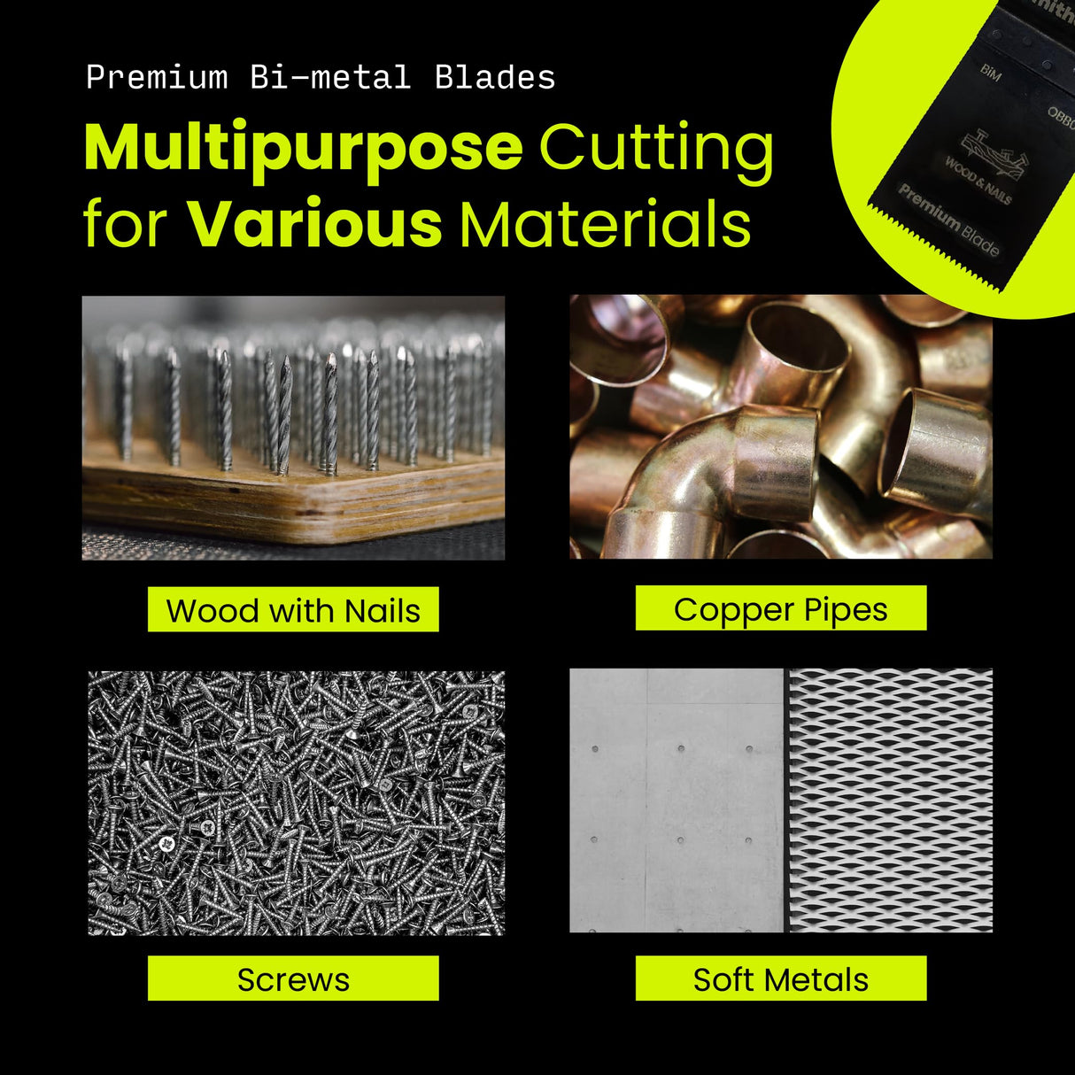 Smithology 20PCS Universal Metal/Wood Oscillating Saw Blades Combo Pack – 4 Bi-Metal Blades, 12 Standard Blades, 4 Japanese Tooth Blades Smithology