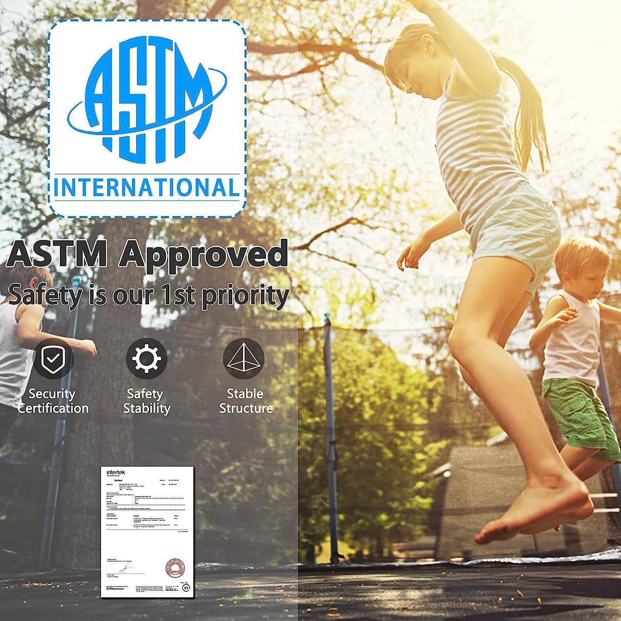 Lyromix Upgraded 12FT Trampoline with Lights, Large Outdoor Trampoline with Sprinkler,Basketball Hoop and Net, Capacity for 5-8 Kids and Adults, Cobalt Blue Lyromix