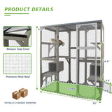 Catio Outdoor Cat Enclosure with Weatherproof Tarp Roof, Large Window, Multi-Platform Walk-in Cat House for Indoor/Outdoor Use Gowoodhut