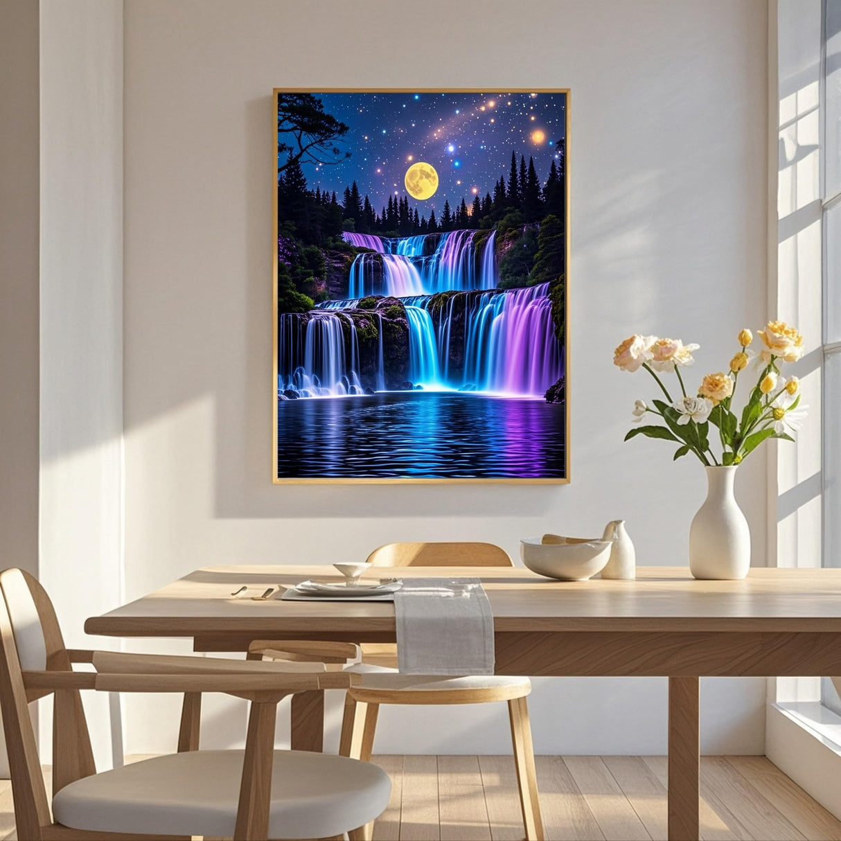 TINDAY Paint by Numbers Kit for Adults Beginner Paint by Number for Adult Painting by Number for Adults Waterfall Painting Kits for Adult Canvas Painting Home Decor Wall Art Moon 16x20 in TINDAY