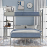 Harper & Bright Designs Twin Over Full Metal Bunk Bed with Desk, L Shaped Bunk Bed with Ladder and Quality Slats for Bedroom- Silver Harper & Bright Designs