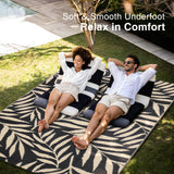 OLANLY Waterproof Outdoor Rug 5x8 ft, Reversible Outdoor Plastic Straw Rug with Leaf Pattern, RV Mat, Indoor Outdoor Carpet for Patio, Camping, Balcony, Deck, Backyard, Black & Beige OLANLY