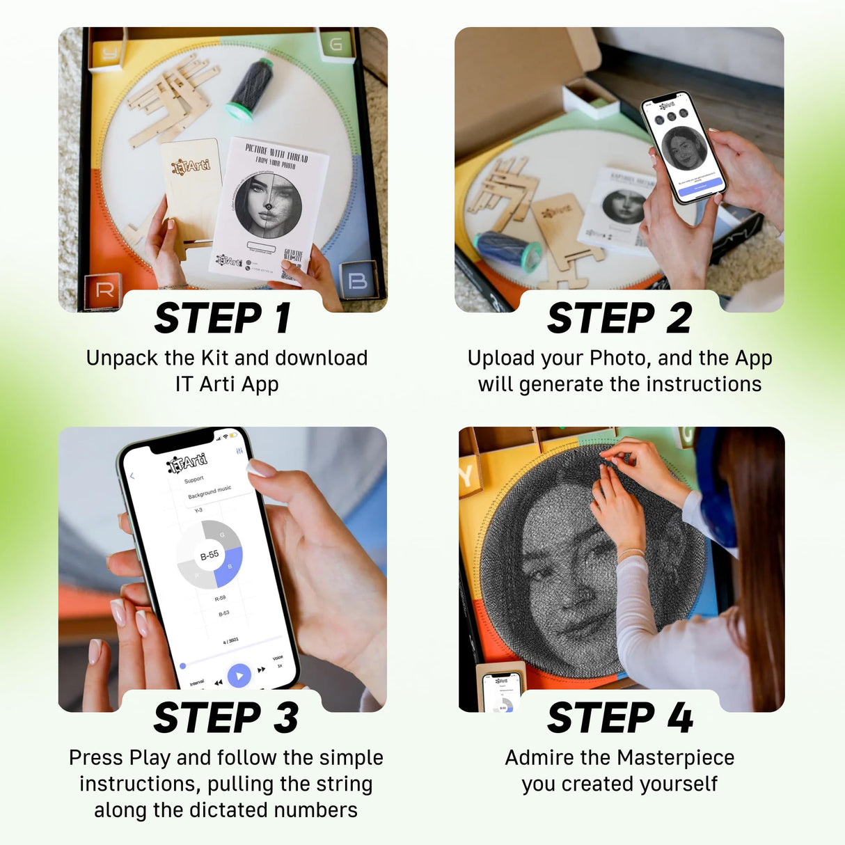 DIY String Art Kit – Create Custom Art from Your Photo – Relaxing Hobby & Personalized Wall Decor – Craft Kit for Women/Her – IT Arti – Gift Idea String Art for Adults Beginner IT Arti