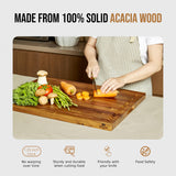 Bearchop Acacia Wood Cutting Boards for Kitchen, [20" x 15" x 1.25"] Large Edge Grain Cutting Boards, Solid Wood Butcher Block Cutting Board with Juice Grooves and Handle,Knife Friendly and Reversible EST 2007 BEAR CHOP