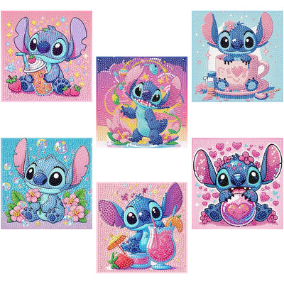 nekpiahu 6 Pack 5D Diamond Art Painting Kits for Kids Beginners, Full Drill Cute Cartoon Diamond Art Kits, DIY Big Gem Art for Children Ages 6-7-8-9-12, Home Wall Decor 6x6 Inch