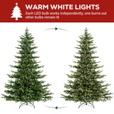 Hykolity 7.5 ft Prelit Aspen Fir Christmas Tree, Artificial Christmas Tree with 450 Warm White LED Lights, 1173 PE&PVC Branch Tips, Metal Stand and Hinged Branches hykolity