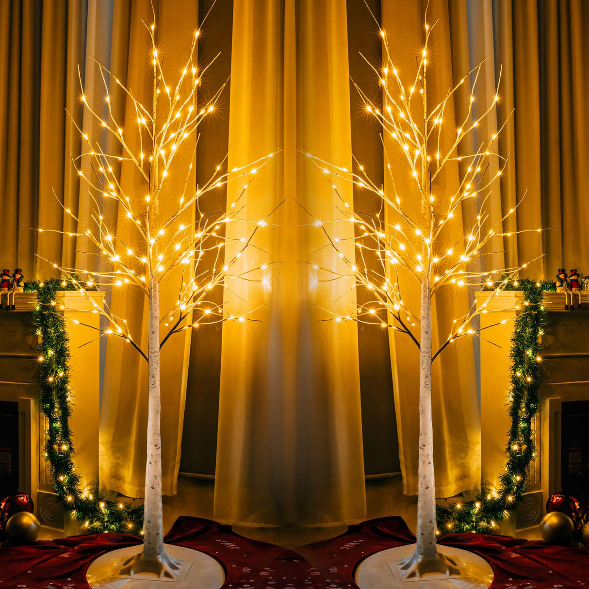 Dazzle Bright Lighted Tree, 6 Ft Birch Tree with Fairy Lights for Decoration Inside Outside, Birch Tree with 144 LED Lights for Christmas Holiday Wedding Home Room Decor, 2 Pack Dazzle Bright