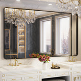 Yamazakura Large Bathroom Mirror for Wall, 72x40 Inch Matte Black Framed Bathroom Vanity Mirror for Farmhouse Living Room Bedroom, Anti-Rust, Tempered Glass, Rounded Corner, Horizontal/Vertical Yamazakura