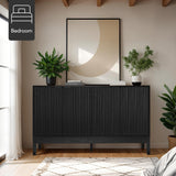 Best Choice Products 55" Modern 4-Door Sideboard Storage Cabinet, Buffet, Media Cabinet, Cupboard, Entryway Accent Table, Bookcase w/Reed Panels and Adjustable Shelves - Black Best Choice Products