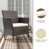 TINKLE WELL Outdoor Patio Furniture, 4 Pieces Rattan Chairs Wicker Conversation Set with Tempered Glass Table, Cushion, for Yard, Garden, Poolside, Porch, Bistro, Balcony, Brown and Beige TINKLE WELL