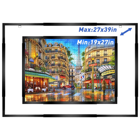 MICEPLAY Adjustable Puzzle Frame for 1000/1500/2000 Piece Puzzles, Lightweight Wall Mount Frame for Posters and Pictures, Horizontal & Vertical Display, Large Black Frame for Gallery Wall & Home Decor MICEPLAY