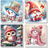 4 Pack Christmas Paint by Number for Kids with Wooden Frame, Paint by Numbers for Kids Xmas Ages 4-8-12, Easy Gnome Snowmen Owl DIY Acrylic Oil Painting Kits for Home Wall Decor (8X8 inch) xackcme