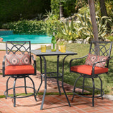 Omelaza Patio Height Bar Table, Outdoor Bistro Square High Top Dining Table with 1.57'' Umbrella Hole & Steel Slat Table Top (Black) Omelaza