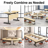 Ptosziav 4PCS Conference Table Foldable Meeting Tables, Flip Top Wood Seminar Table for Office Training Classroom,Folding Conference Table on Wheels Ptosziav