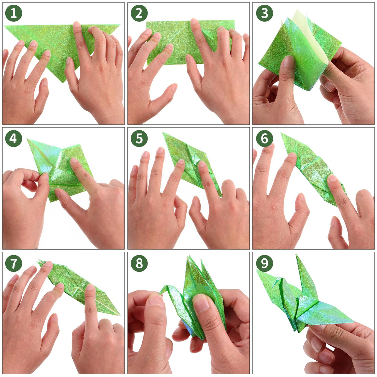 50pcs Iridescent Paper Square Shiny Folding Paper DIY Handcraft Paper Origami Paper,Colorful Paper for Paper Crane Paper Cuts (15cm, 10 Colors) Healifty