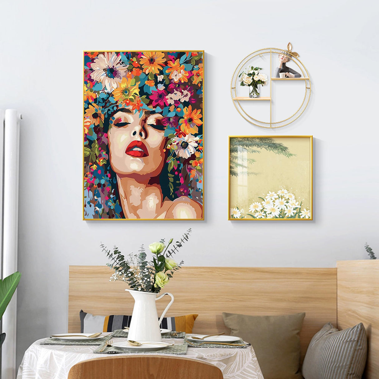 Ohhvvow Diamond Art Painting Kits for Adults, Abstract Oil Painting Girl with Flower Hair Full Drill Diamond Dots Paintings for Beginners, Round 5D Paint Gem Art Painting Kits12x16 Inch Ohhvvow