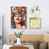 Ohhvvow Diamond Art Painting Kits for Adults, Abstract Oil Painting Girl with Flower Hair Full Drill Diamond Dots Paintings for Beginners, Round 5D Paint Gem Art Painting Kits12x16 Inch Ohhvvow