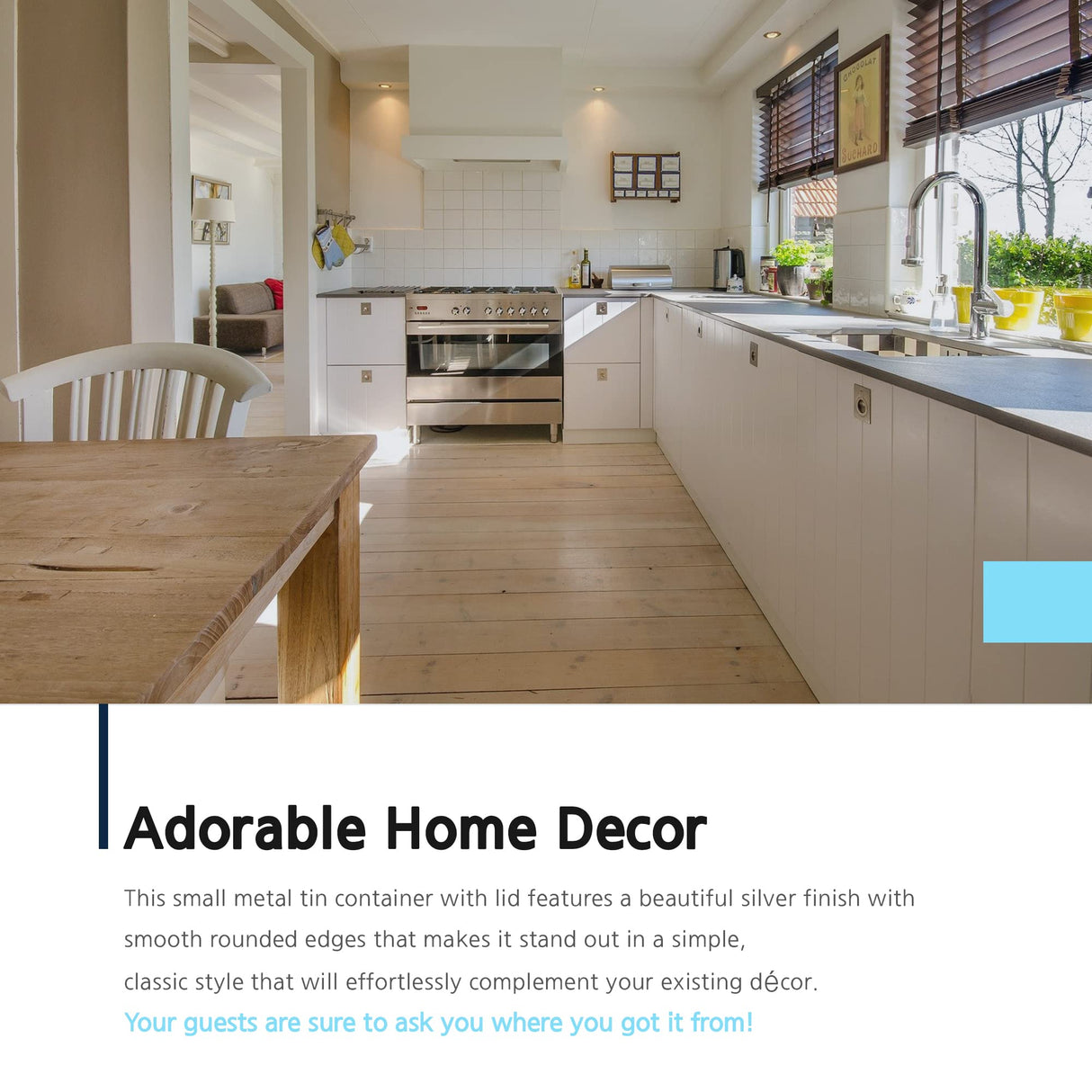 WEANOS Black Metal Tin Box Lids - Large Containers, Holder for Keeping Car Keys, Cookie, Pencil Case, 8.2 x 4.7 x 2.4 inch WEANOS